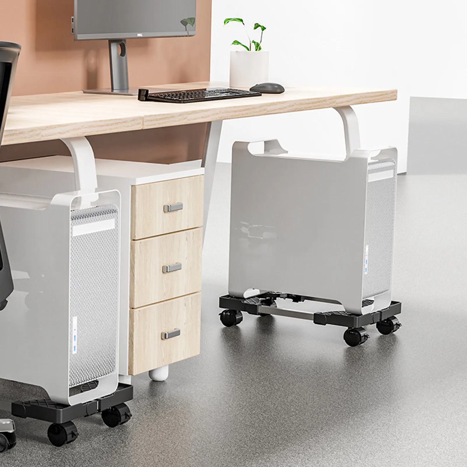 Mobile CPU Stand PC Holder with Caster Wheels Fit Most Computers Printers Computer Stand