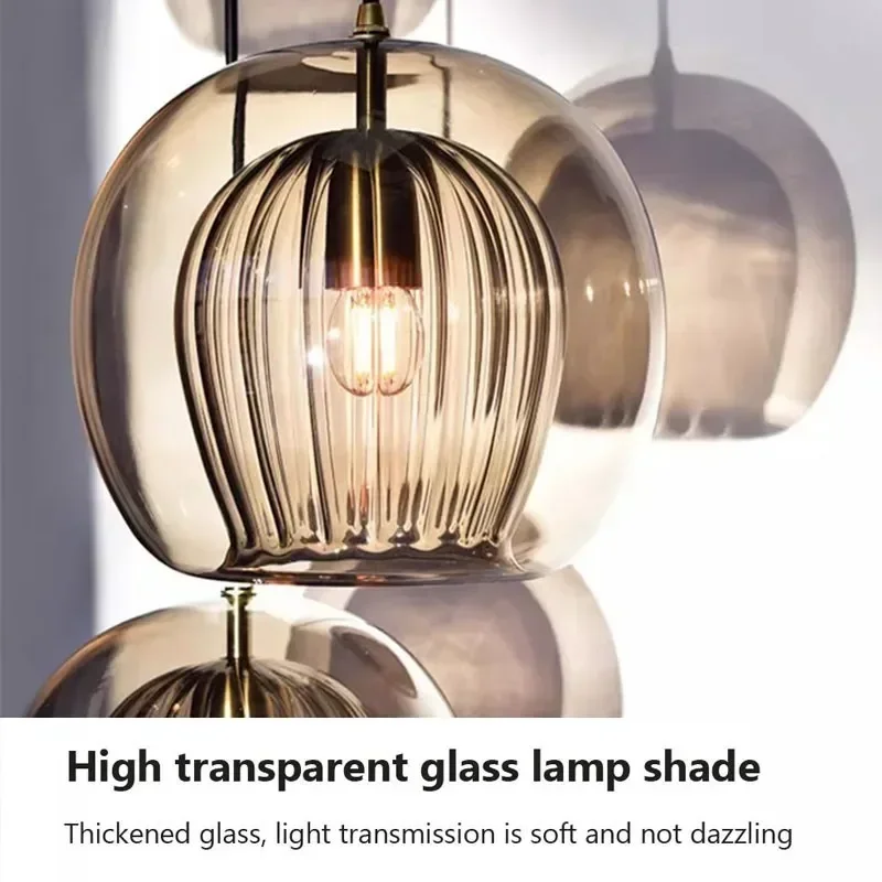 Nordic Glass Pendant Light LED Hanging Lamp for Dining Room Living Room Coffee Shope Home Indoor Decor Lighting Fixtures 4