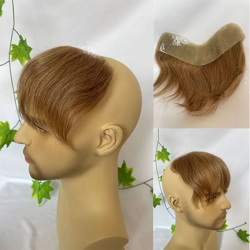 Human Hair Toupee 4x18CM Skin PU V Style for Men