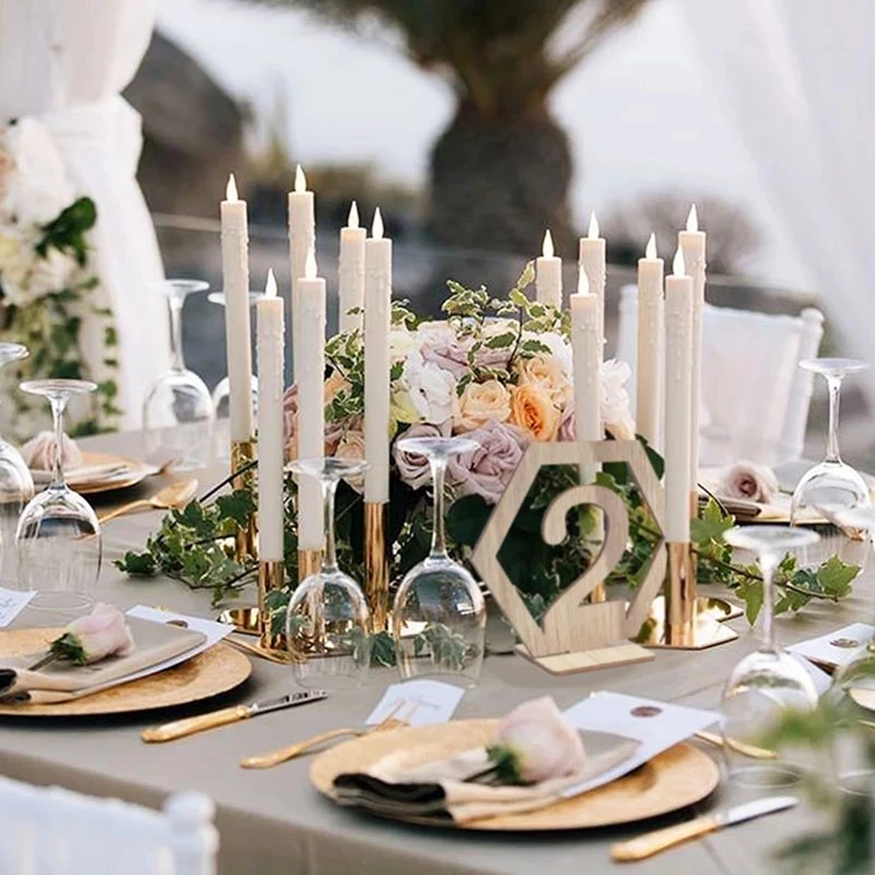 10pcs Wooden Table Number Sign Hexagon Place Card Rustic Wedding Desktop Decor Engagement Seat Number Signs Event Party Supplies