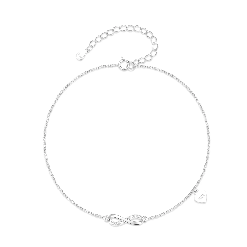 LENNIK  인피니티 기호 스타일 지르콘 구두 여성 조정 가능한 여름 해변 발 팔찌 Anklets 쥬얼리
