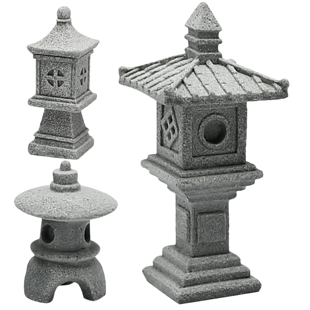 

Happy Yami Mini Pagoda Statue Fairy Garden Miniature Hexagon Figurine Japanese Style Pagoda Lantern Flower Vase Micro