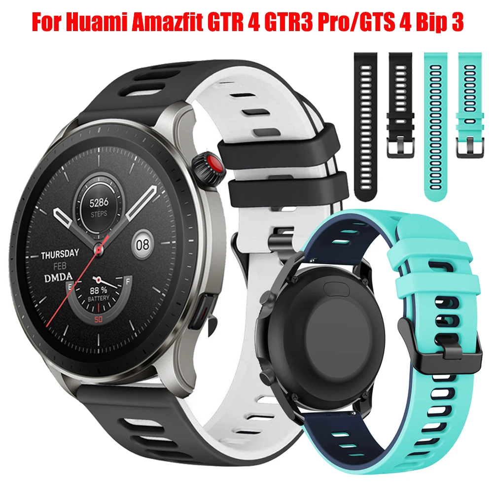 

Ремешок силиконовый для Huami Amazfit GTR 4/3 Pro GTR2e, спортивный браслет для наручных часов, 20 мм 22 мм, GTS 4 Bip 3 Pro 2 2e 42 мм 47 мм