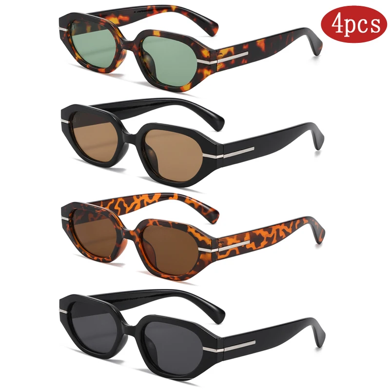 4 Sets Modische Quadratische Sonnenbrillen für Damen und Herren, Katzenaugen-Sonnenbrillen, Luxuriöse Bunte Unisex-Sonnenbrillen, Klassische Outdoor-Brillen UV400