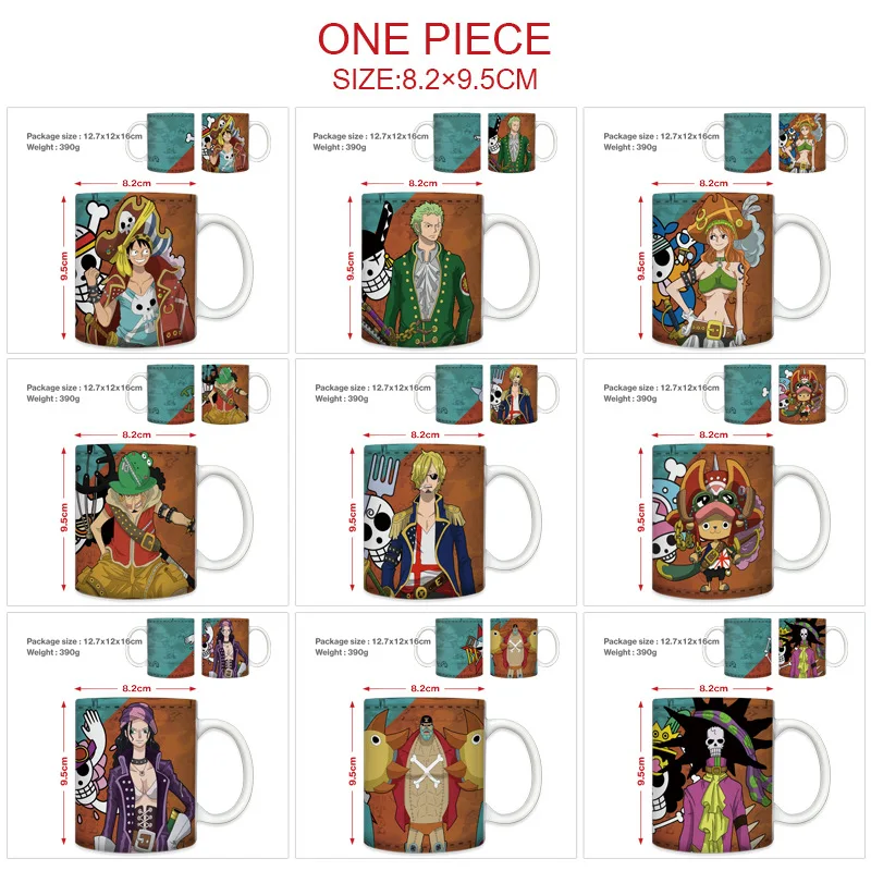 

One Piece Cartoon Mug New Luffy Zoro Nami Usopp Chopper Robin Peripheral Ceramic Children's Couple Milk Coffee Cup Birthday Gift