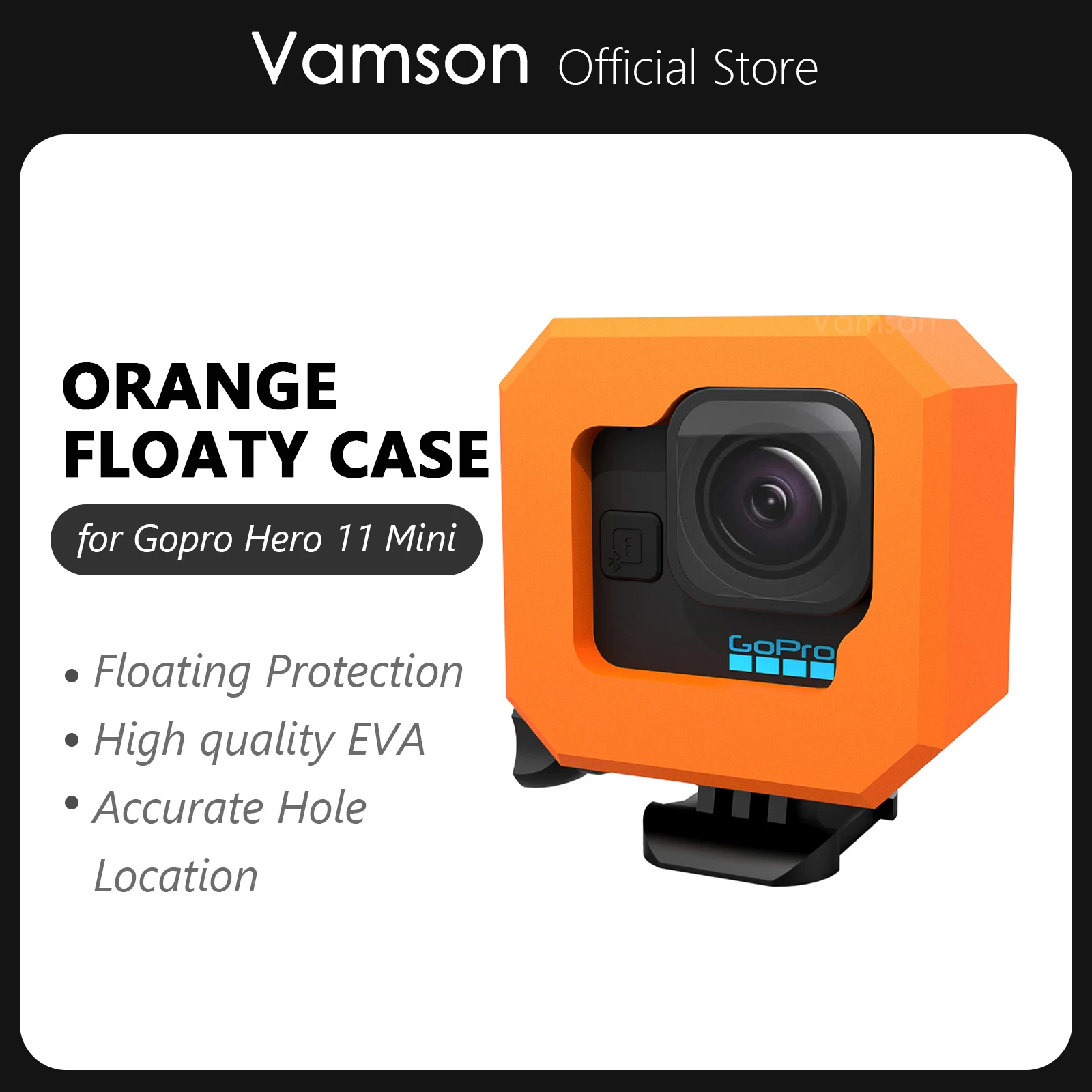 Vamson Per Accessori Gopro Custodia Galleggiante Arancione Per Gopro Hero 11 Mini Custodia Protettiva Galleggiante Nera Per Go Pro 11 Mini Custodia
