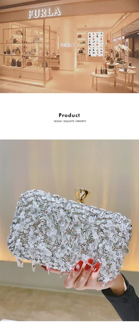 Borsetta Da Sera Con Strass E Paillettes Clutch Elegante Con