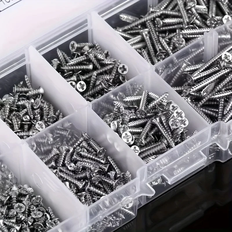 Stainless Steel Phillips Pan Head Sheet Metal Screw Assortment Kit - 270 Pieces, #6 #8 #10 Sizes, Storage Container - View #4