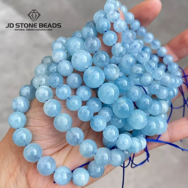 

Natural Aquamarine Bracelets Women Genuine Single Circle Crystal Jewelry Romantic Casual Healing Crystal Yoga Bangles Gift