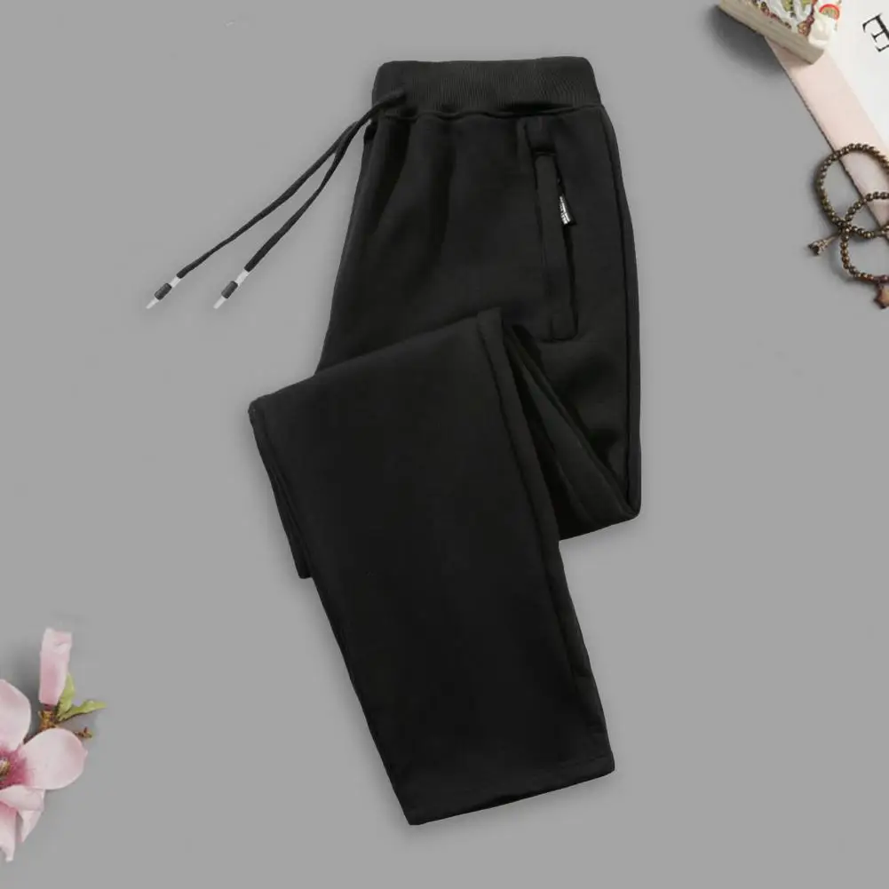 

Men Pants Breathable Sports Trousers with Elastic Waist Zipper Pockets Drawstring Soft Wear-resistant Men's Pants Elastic Waist