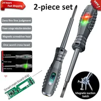 2pcs Word/Cross tournevis d'électricien 12-220V Stylo testeur de tension AC/DC Tournevis isolé pour électriciens Outils à main 1