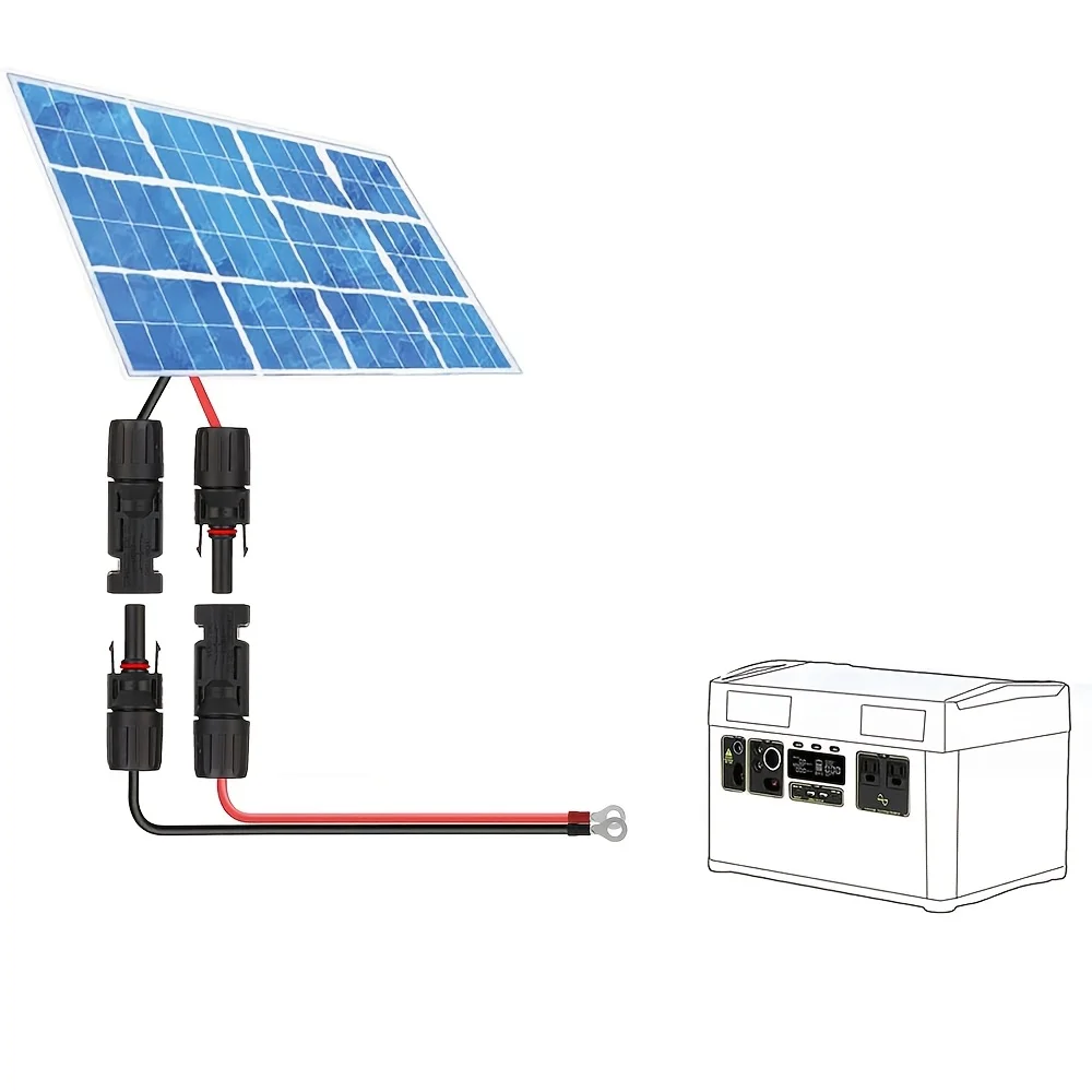 10AWG Panel Connector Cable to O Ring Terminal For solar panel Generators Inverters Battery RV 9.8in/0.8FT