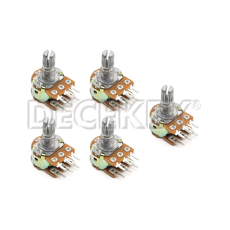 Potentiometer Kit Linear Potentiometer 10PCS WH148 6Pin 15mm Shaft Nuts Washers B1K-B1M