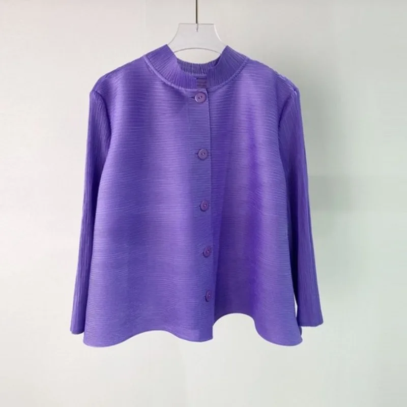

ALSEY Miyake Pleated Retro Fashion Women's Long Sleeve Top Casual Loose Plus Size Shirts and Blouses 2023 Female Clothing