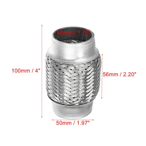 X Autohaux 51mm 58mm 65mm 76mm 스테인레스 스틸 자동차 머플러 배기 유연한 파이프 튜브, 범용 배기 조인트 범용 2
