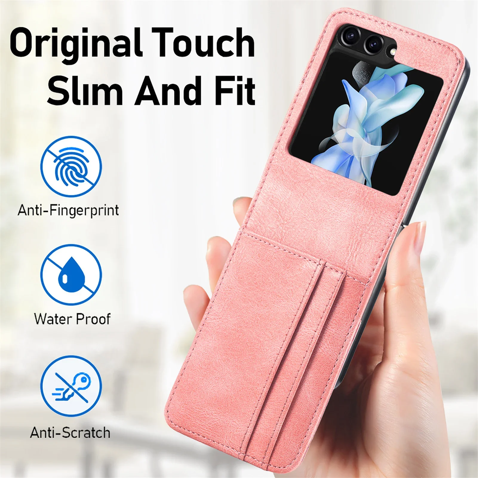 Comfortable Card Pocket Case for Samsung Galaxy Z Flip 5 4 5G Flip3 Flip5 Flip4 Flip2 Flip 3 2 Leather Phone Accessories Capa images - 6