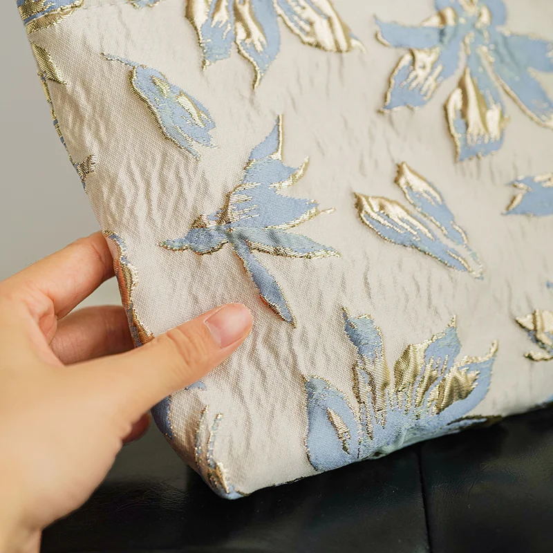 حقيبة مكياج نسائية باللونين الأزرق والذهبي، حقيبة...