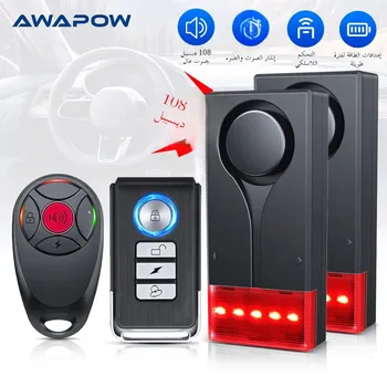 Awapow Wireless Car Anti-Theft Vibration Alarm 108dB with Light Remote Control Door & Window Home Security System