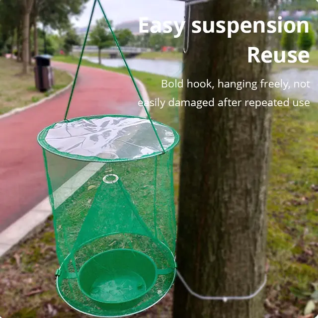 1Db Légyfogó Gyilkos Kártevőirtó Újrafelhasználható Függő Légycsapda Légykatrec Ketrec Háló Csapdák Kert Lógó Légykapó - Image 2