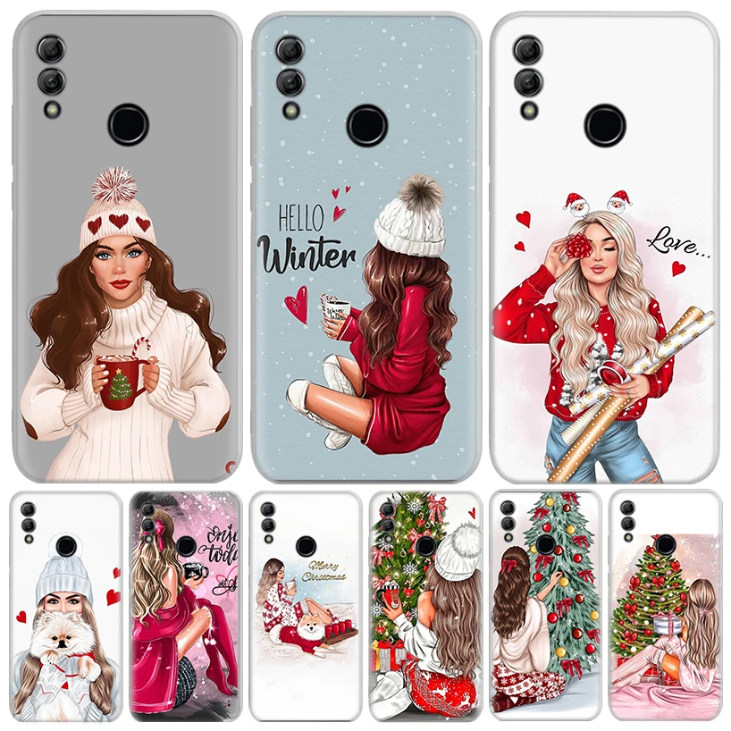 Christmas Art Girls Coffee Per Huawei P Smart Z Y5 Y6 Y7 Y9S 2019 2021 Honor 10 Lite 50 Custodia Per Telefono 8A Pro 8S 8X 9X 9 20 1020I Co