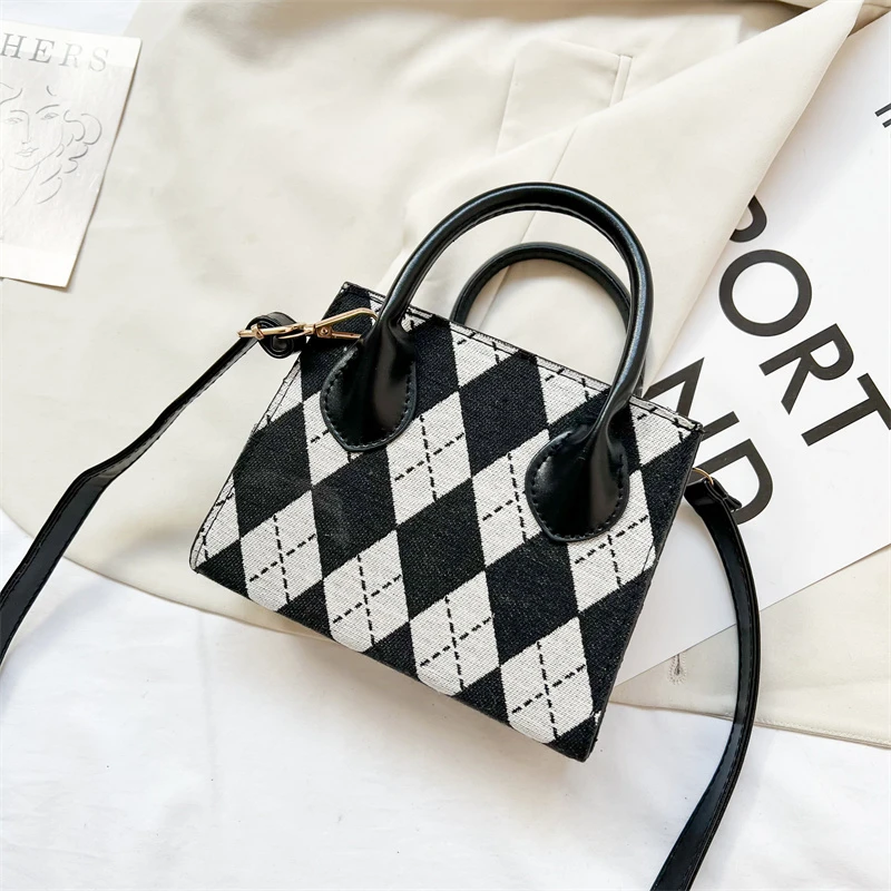 2022 Female Bag Luxury High Quality Design Casual Tote Bag Houndstooth
