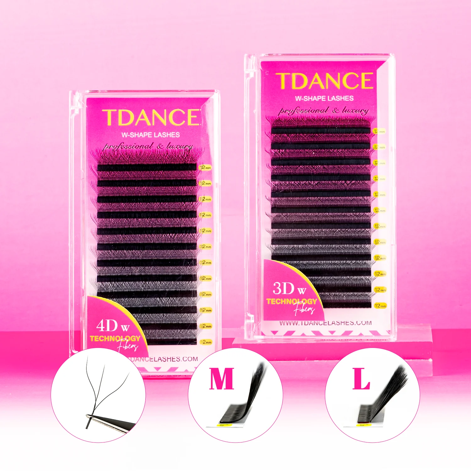 Eyelash Extensions TDANCE M/L Curl 3D/4D/5D W Lashes 7-14mm 12 Rows