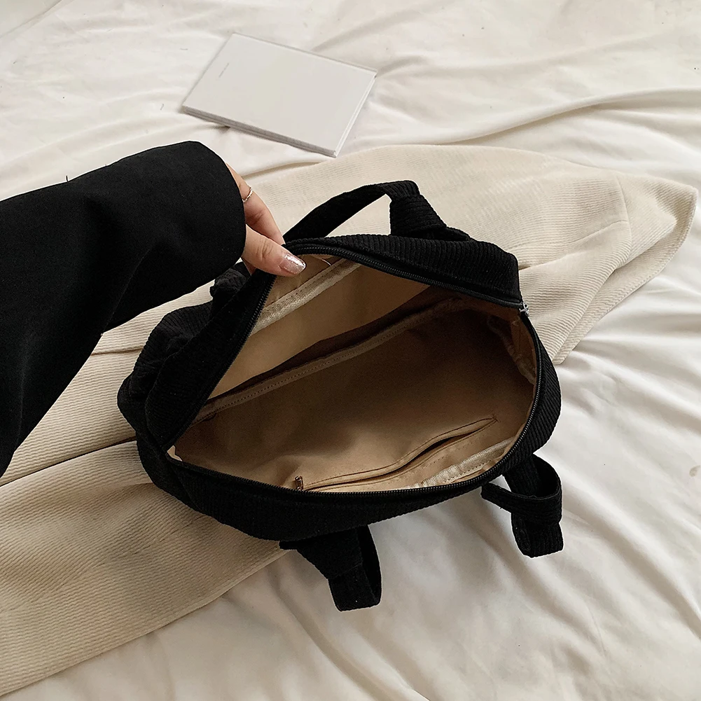 Corduroy Women Shoulder Bag with Interior Pocket for Work Travel