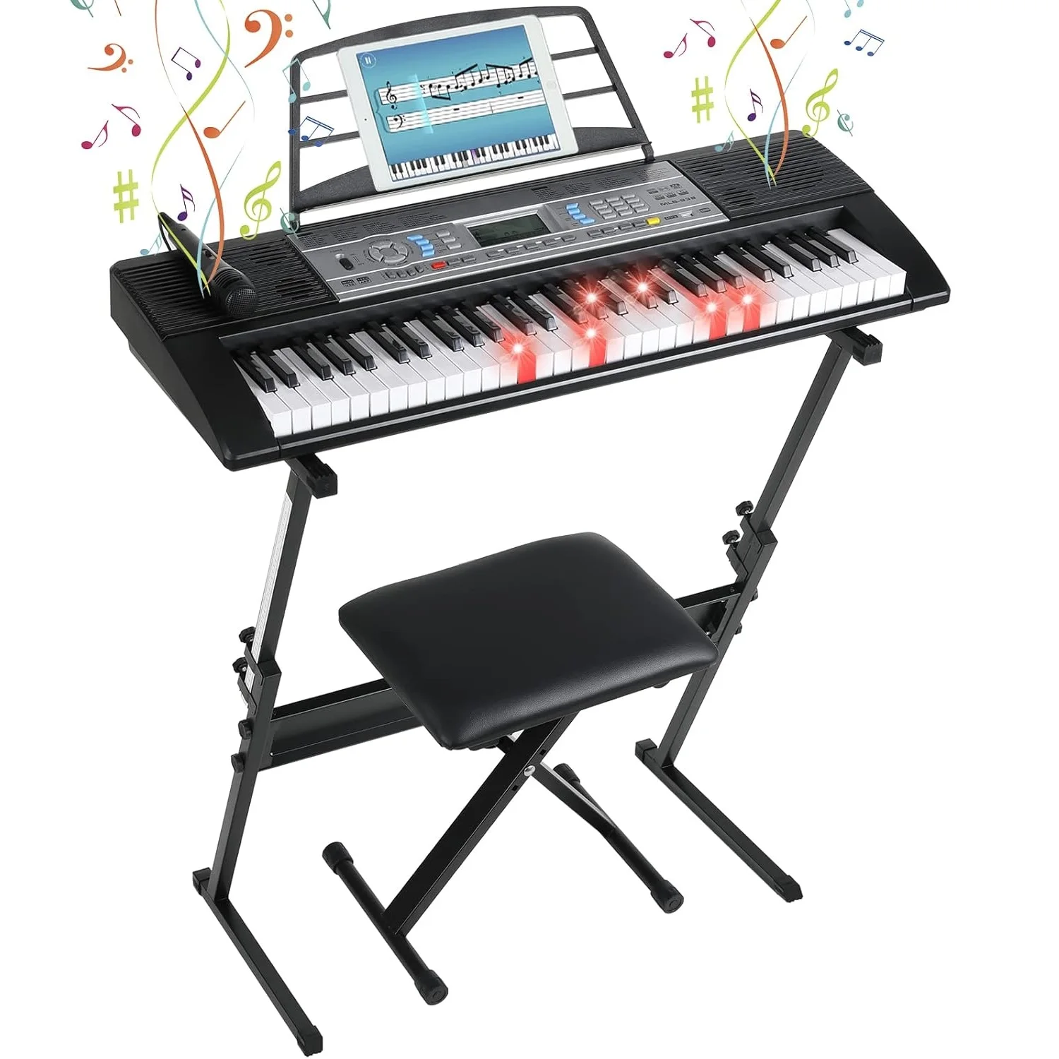 Keyboard Piano Digital Piano 61 Keys, Electric Piano Keyboard for Beginners, 300 Sounds & Teaching Function, Electronic Keyboard