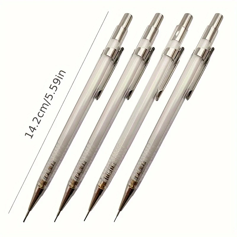 0.3/0.5/0.7/0.9mm Transparent Mechanical Pencil Set Replaceable Lead Art Painting Sketch Pencil Writing Supplies Gifts 6