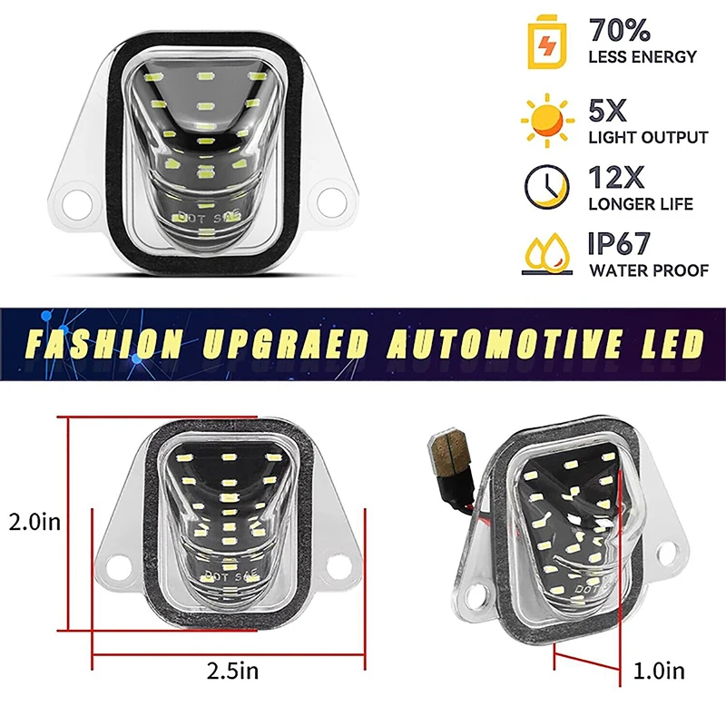 2pcs For GMC Yukon XL 07-14 LED Number License Plate Lights Lamps For Chevrolet