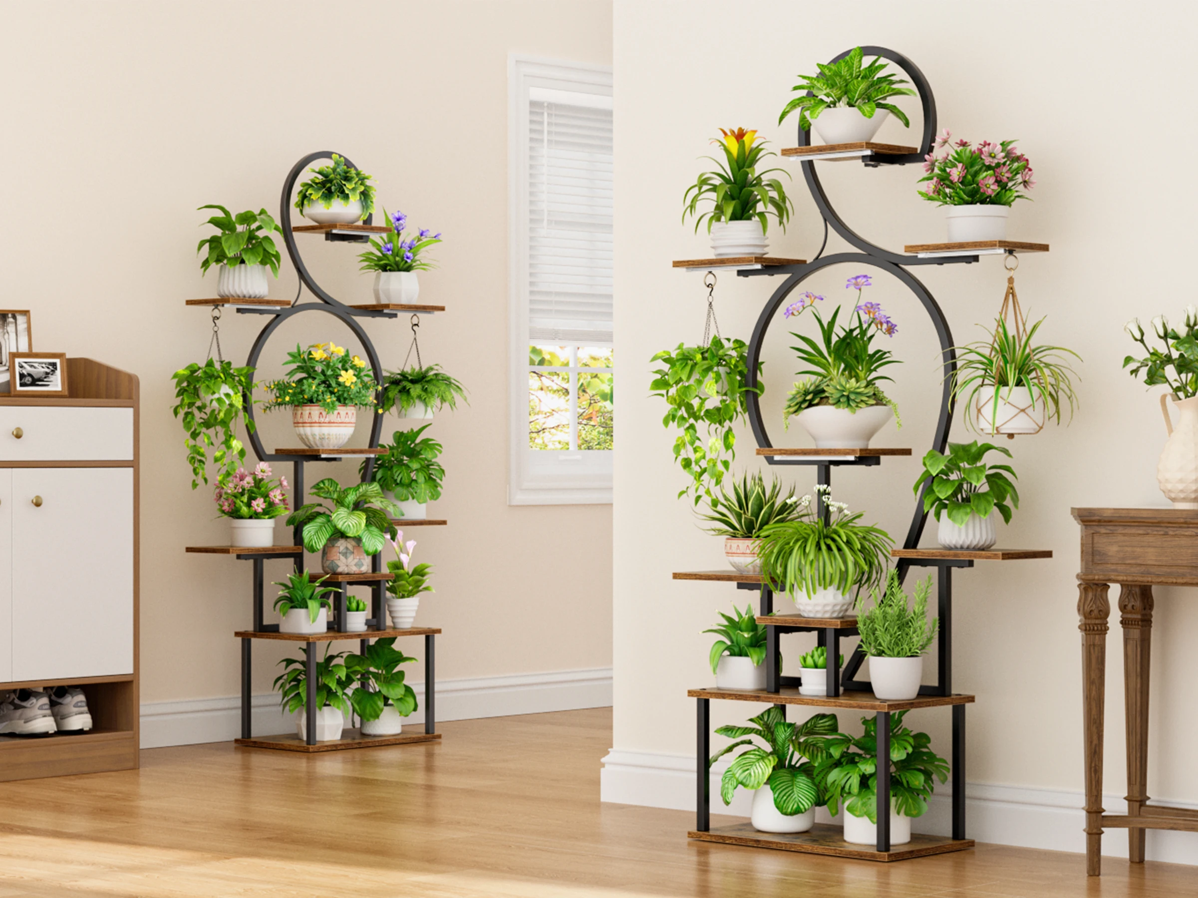 1pc Indoor Plant Stand With Grow Lights, 9-tier corner display stand, 160cm Multi-functional Metal shelf For Plants, Handicraft