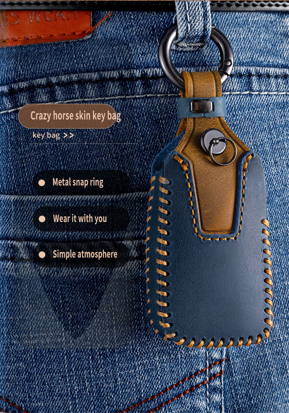 Custodia portachiavi in pelle per Volkswagen per VW Bora Polo Tiguan Jetta Passat B5 B6 B7 scarabeo da Golf per Skoda Octavia - S71bb5501517c47aeaae934a4bf174a4a7