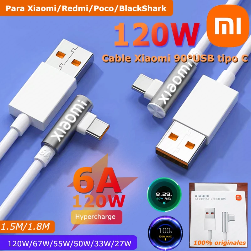 Cargador xiaomi 120W con cable tipo C a tipo A