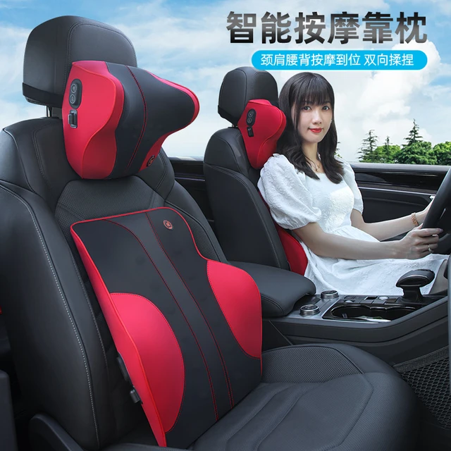 Car Neck Pillow Massage and Heating Lumbar Support Pad with Synthetic Fiber  for Car Seat Backrest - AliExpress