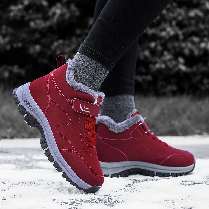 Women's Casual and Comfortable Super Warm Winter Boots - Non-Slip Thick-Soled Snow Boots, Arctic Cold-Proof Ankle Boots Suitable for Outdoor Hiking, High-Density Lined Heat Lock Technology, Pure Color Simple Design