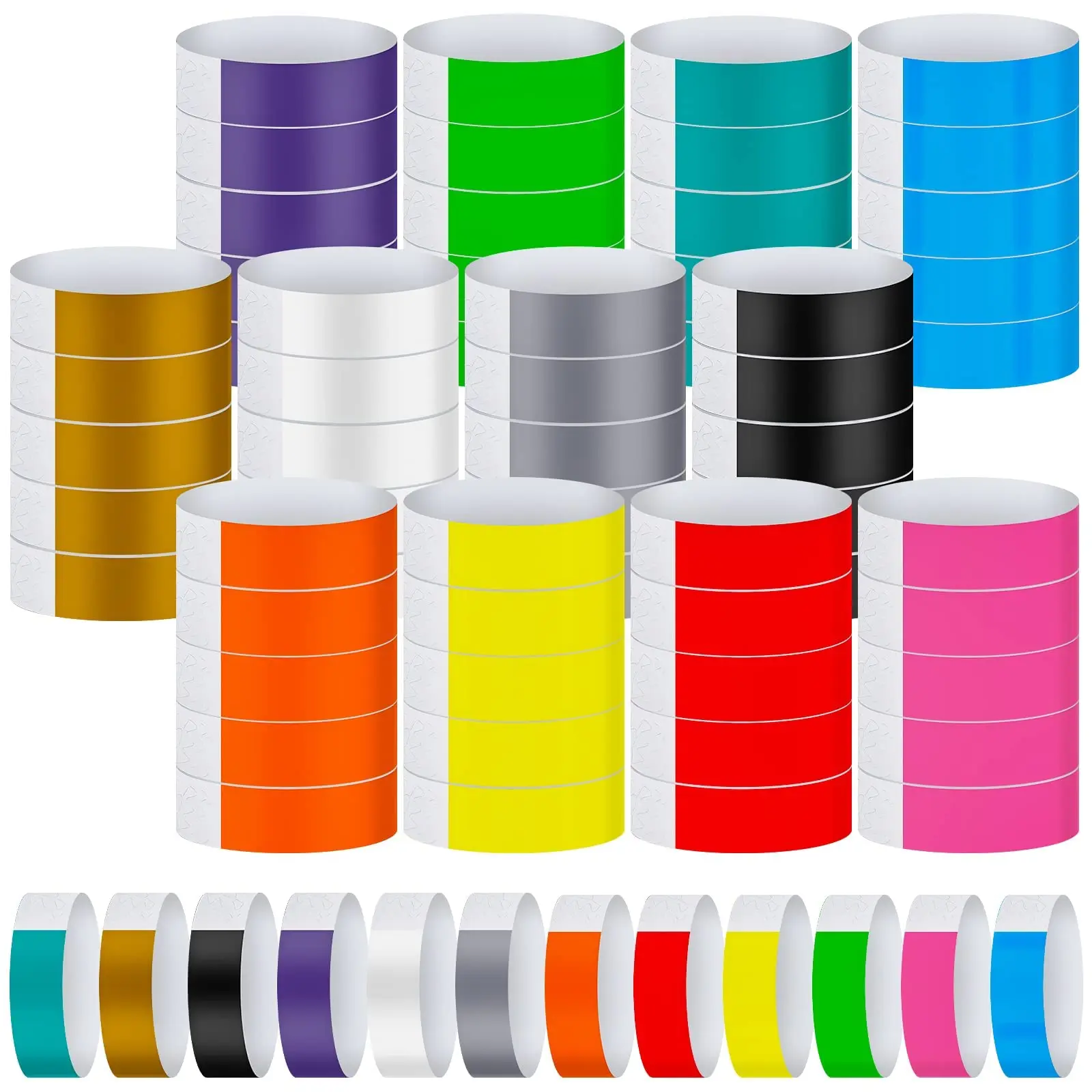 

100pcs Party Tyvek Wristbands Black Paper Wristbands for Events Club Music Meeting