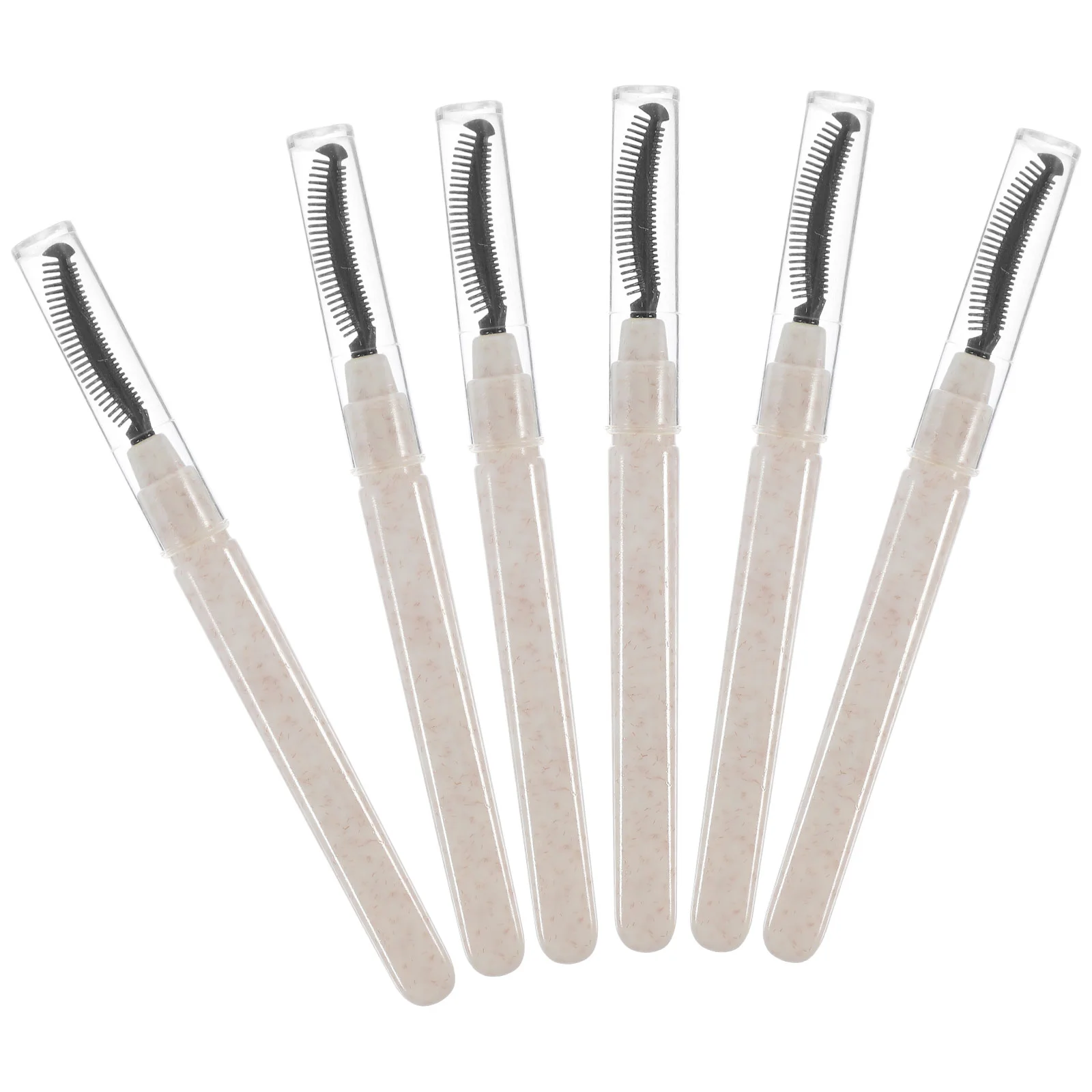 

6 Pcs Eyebrow Spoolie Brush Eyelashes Brushes Extension Supplies with Cover Applicator White Wand Silicone Tool