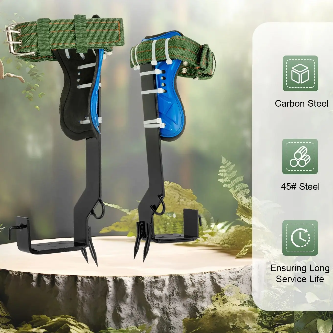 100kg Loadable Tree Climbing Tools Sturdy Tree Climbing Tool Kit Pair Tree Climbing Tools w/ Safety Belt&Rope