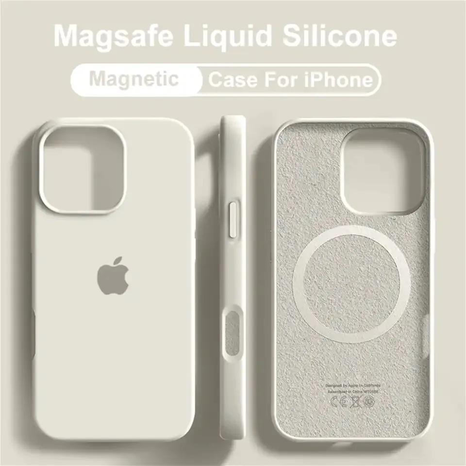 Custodia morbida in silicone liquido magnetico originale Magsafe per Apple iPhone 16 15 13 12 14 Pro Max Cover con logo completo di ricarica wireless 1