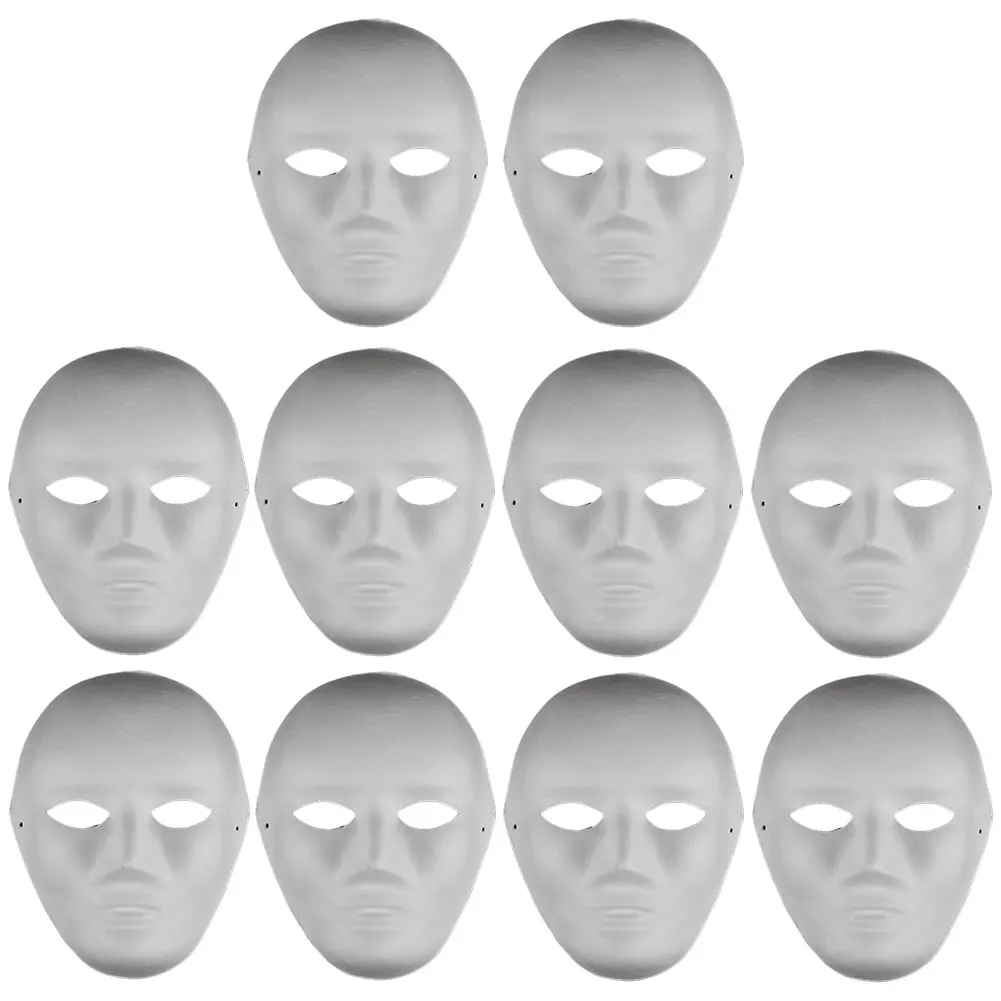 10Pcs Blank Mask Smooth Surface Full Face Mask Paintable Paper Mask DIY Masquerade Mask Cosplay Mask Masquerade Accessories - Image 2
