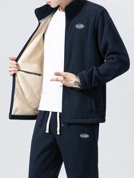 Winter Thick Warm Men's Tracksuit Polar Fleece Jacket+pants 2 Piece Outfit Sportswear Set Men Thermal Sweat Suits Plus Size 8xl