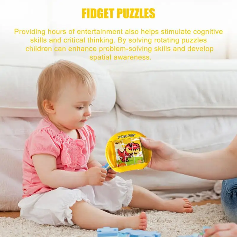 Rotating Puzzle for Kids Rotating Finger Puzzle Fine Motor Skills Development Dinosaur Puzzle 4 Sides Pattern Small Educational