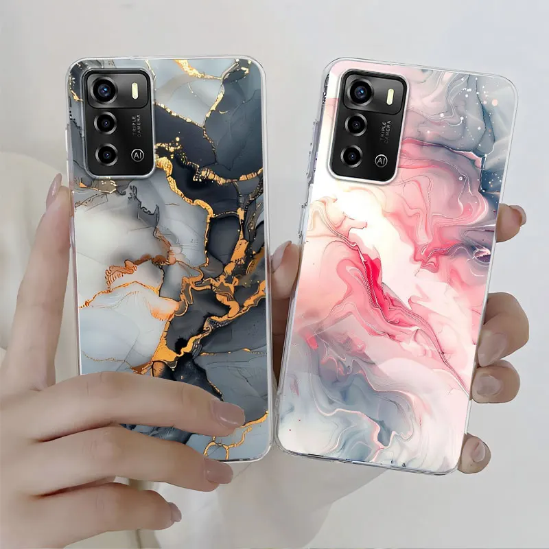 Marble Clear Soft Silicone Phone Case with Cat Design - Stylish Protective Cover