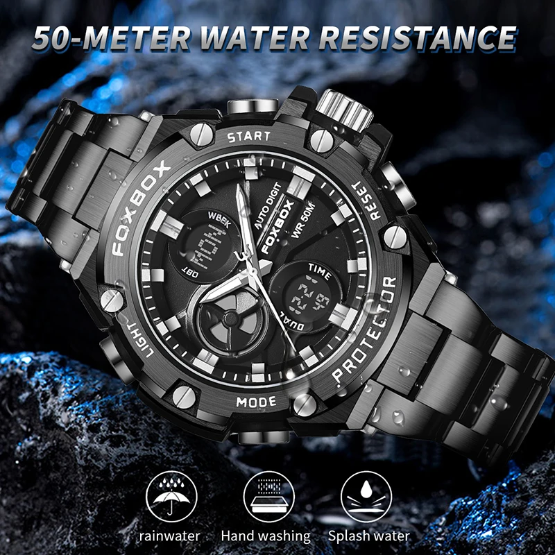LIGE Top Brand Men's Watches Luxury Big Quartz Wristwatch Waterproof Luminous  Alarm Watch for MenStopwatch Clock