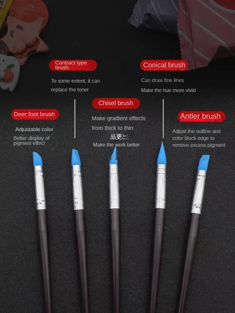 Description Picture 3 of item5PCS Silicone Clay Sculpting Tool for Brush Modeling Dotting Nail Art Pottery Clay Tool DIY Carving Sculpting Tools Nail Brush
