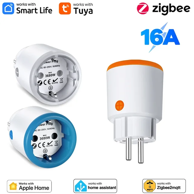 ปลั๊กไฟอัจฉริยะ Tuya Zigbee 16A แบบ EU พร้อมฟังก์ชันตรวจสอบพลังงาน ตั้งเวลา สวิตช์ควบคุมระยะไกล ใช้งานร่วมกับ Alexa และ Google Home 1