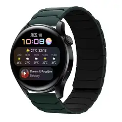 Silicone Magnetic Strap, 20mm/22mm - Versatile Watchband Replacement for 22mm (Green Black)