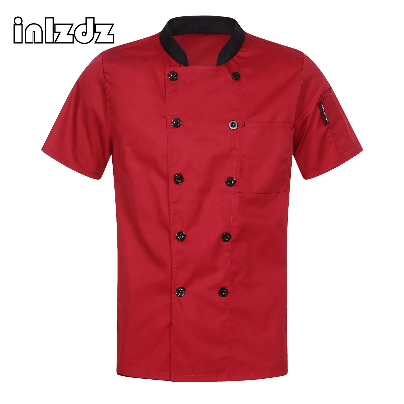 

Mens Jacket Hotel Restaurant Kitchen Uniform New Chef Jacket Breathable Short Sleeve Chef Shirt Stand Collar Cooks Top Clothes