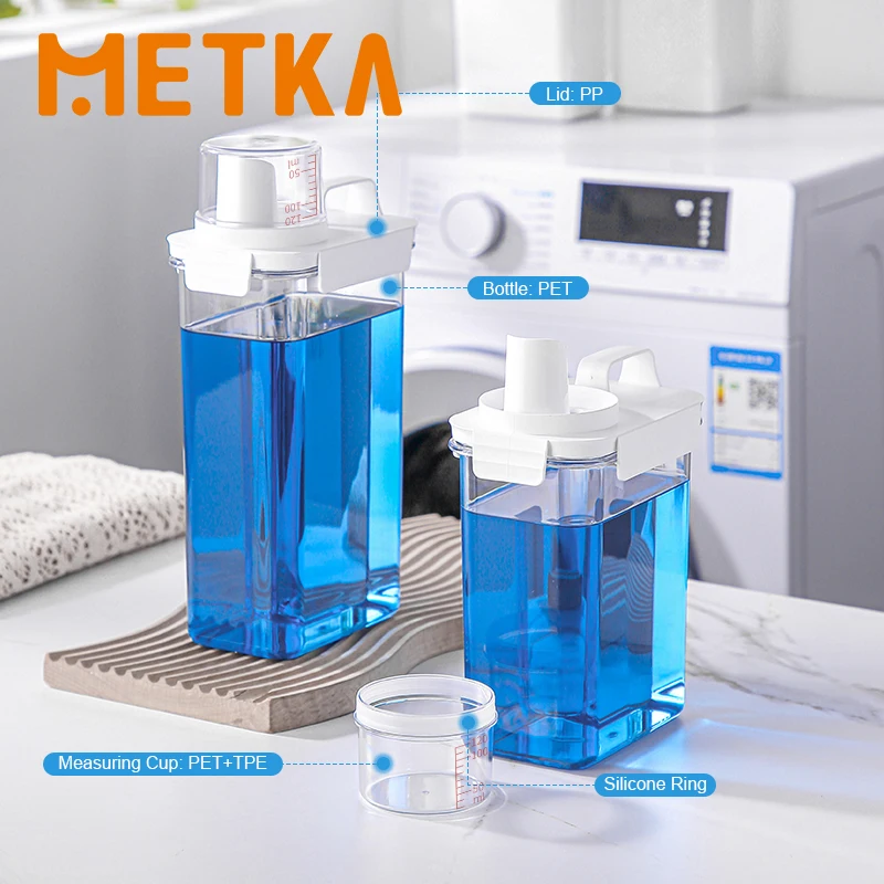 METKA Portable Oversized Liquid Storage Tanks Measuring Cup Bathroom Airtight Laundry Detergent Dispenser Powder Storage Box