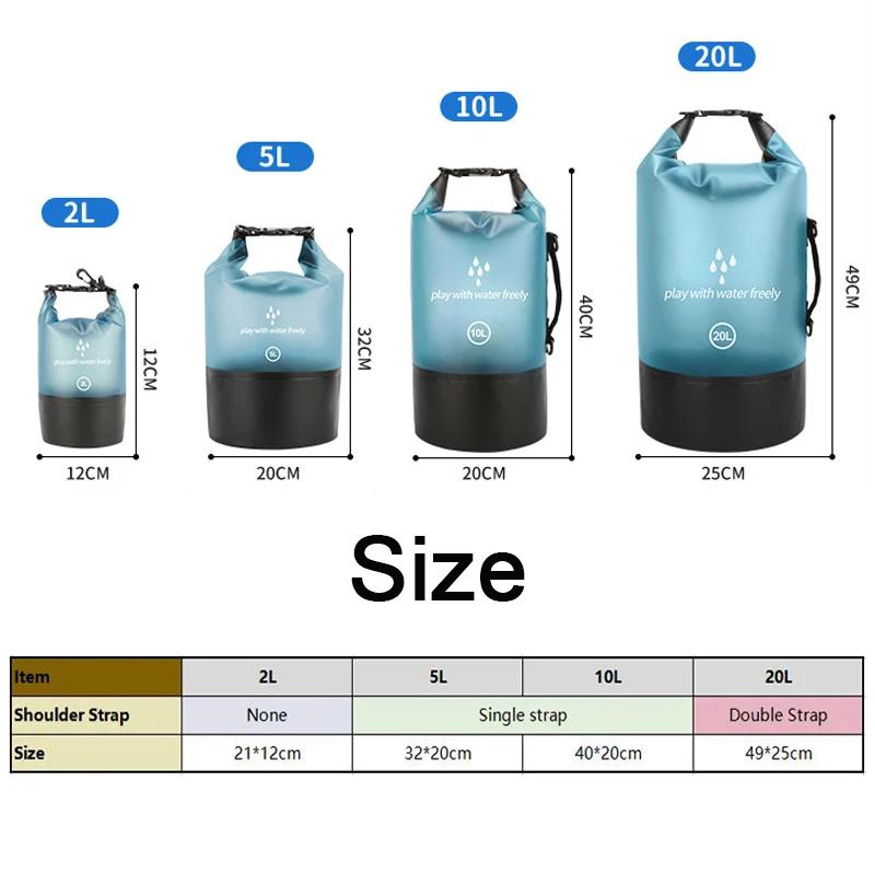Waterproof Dry Bag Outdoor Floating 2L/5L/10L/20L For Boating Kayaking Hiking Snowboarding Camping Rafting Fishing
